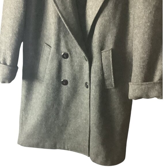 Glenbrooke Women's Pure New Wool Coat 14 Gray Long Tailored Double Breasted - Picture 6 of 16